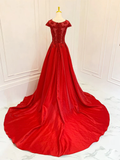 Niulatu Scoop Neckline Satin Lace Burgundy Long Prom Dress HZ1110