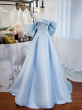 Niulatu Satin Light Sky Blue Long Prom Dress HZ1110