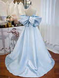Niulatu Satin Light Sky Blue Long Prom Dress HZ1110