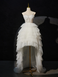 Niulatu Sweetheart Neck High Low White Prom Dress HZ1110