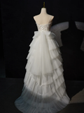 Niulatu Sweetheart Neck High Low White Prom Dress HZ1110