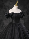 Niulatu Gown Off Shoulder Tulle Black Long Sweet 16 Dress HZ1110
