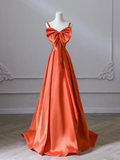 Niulatu Orange Satin Long Prom Dress HZ1110