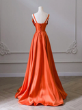 Niulatu Orange Satin Long Prom Dress HZ1110