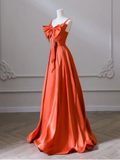 Niulatu Orange Satin Long Prom Dress HZ1110