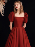 Niulatu Organza Burgundy Long Prom Dress HZ1110