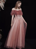 Niulatu Tulle Lace Burgundy Long Prom Dress HZ1110