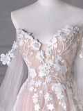 Niulatu Long Sleeves Tulle Lace Champagne Long Prom Dress HZ1110