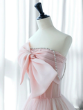 Niulatu Pink Organza Long Prom Dress HZ1110