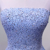 Niulatu A line Strapless Sleelves Long Light Sky Blue Prom Dress HZ1110
