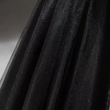 Niulatu A line V Neckline Tulle Long Black Prom Dress HZ1110
