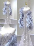 Niulatu Mermaid Strapless Long Sequin Prom Dress HZ1110