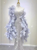 Niulatu Mermaid Strapless Long Sequin Prom Dress HZ1110