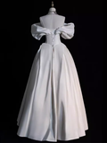 Niulatu Ball Gown Strapless White Satin Long Wedding Dresses HZ1110