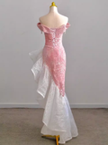 Niulatu High Low Strapless Sequin Pink Velvet Prom Dress HZ1110