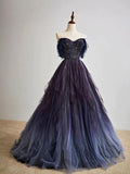 Niulatu Ball Gown Off The Shoulder Long Tulle Prom Dress HZ1110