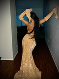 Niulatu Sheath V Neckline Red Sequin Long Prom Dresses Formal Evening Dress SD1409