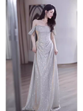 Niulatu Off The Shoulder Sequin Long Prom Dress HZ1110