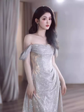 Niulatu Off The Shoulder Sequin Long Prom Dress HZ1110