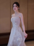 Niulatu A line Straps Sequin Long Prom Dress HZ1110