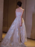 Niulatu A line Straps Sequin Long Prom Dress HZ1110