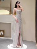 Niulatu Mermaid Strapless Sequin Long Prom Dress HZ1110