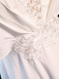 Niulatu A line Short Sleeves Lace White Long Prom Dress HZ1110