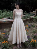 Niulatu A line Sleeveless White Lace Prom Dress HZ1110
