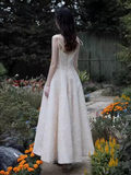 Niulatu A line Sleeveless White Lace Prom Dress HZ1110