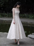 Niulatu A line Sleeveless White Lace Prom Dress HZ1110
