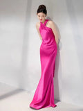 Niulatu Mermaid High Neckline Long Prom Dress Wedding Guest Dresses HZ1110