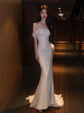 Niulatu Mermaid Off The Shoulder Slit Sequin Long Prom Dresses HZ1110