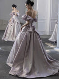 Niulatu A Line Off The Shoulder Lilac Long Prom Dresses HZ1110