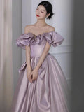 Niulatu A Line Off The Shoulder Lilac Long Prom Dresses HZ1110