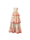 Niulatu Ball Gown Spaghetti Straps Pink Flowers Long Prom Dress HZ1110