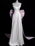 Niulatu A Line Strapless Satin Long Prom Dresses HZ1110