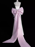 Niulatu A Line Strapless Satin Long Prom Dresses HZ1110