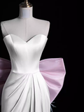 Niulatu A Line Strapless Satin Long Prom Dresses HZ1110