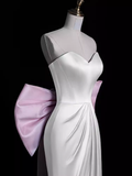 Niulatu A Line Strapless Satin Long Prom Dresses HZ1110