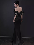 Niulatu Satin Long Mermaid Prom Dress Spaghetti Straps Party Dress HZ1110