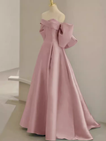 Niulatu Prom Dresses Satin Pink Evening Dress HZ1110