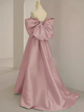 Niulatu Prom Dresses Satin Pink Evening Dress HZ1110