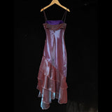 Niulatu High Low Straps Grape Ruffles Prom Dresses HZ1110