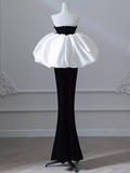 Niulatu Mermaid Strapless Black Velvet Long Prom Dresses HZ1110