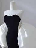 Niulatu Mermaid Strapless Black Velvet Long Prom Dresses HZ1110