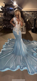 Niulatu Blue Mermaid African Prom Dress Evening Dress HZ1007
