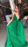 Niulatu Spaghetti Straps Pleated V Neck Party Prom Dress A Line Evening Gown HZ1007