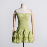 Niulatu Sheath Strapless Blue Lace Vacation Dress Short Birthday Dresses SD173