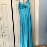 Niulatu Blue Spaghetti Straps Satin Mermaid Evening Dress Formal Prom Dress HZ1007