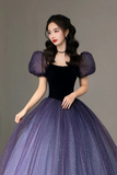 Niulatu Tulle Short Sleeve Formal Dress Cute A-Line Evening Dress HZ1007